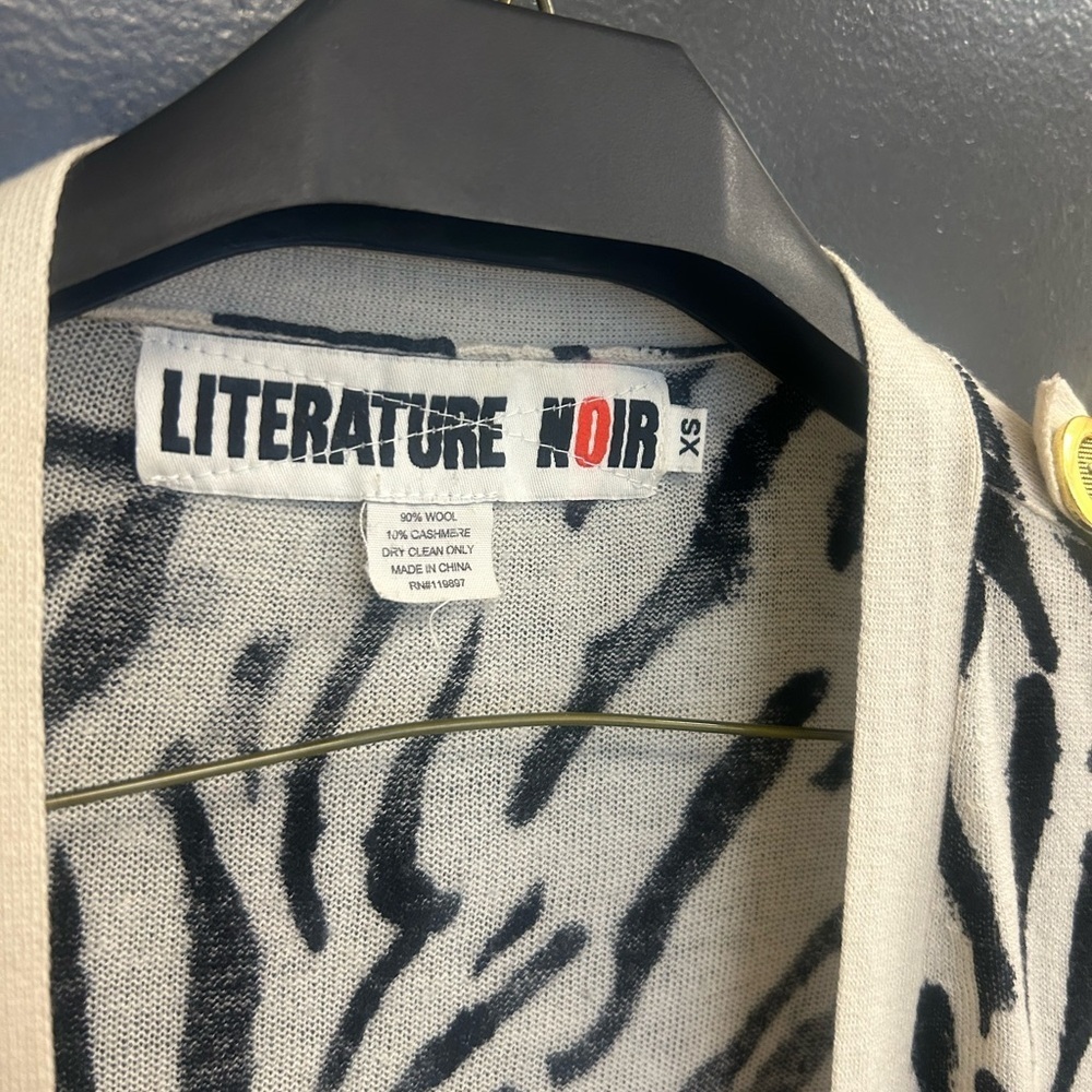 Literature Noir XS wool cashmere zebra cardigan vintage good used condition - Picture 6 of 13